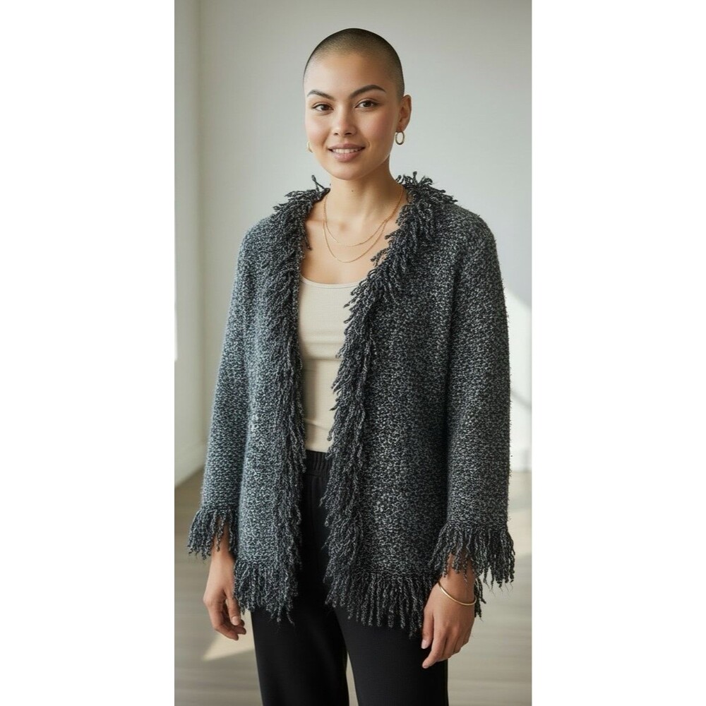 Fiorlini International womens speckled frayed jacket Small boho gypsy festival